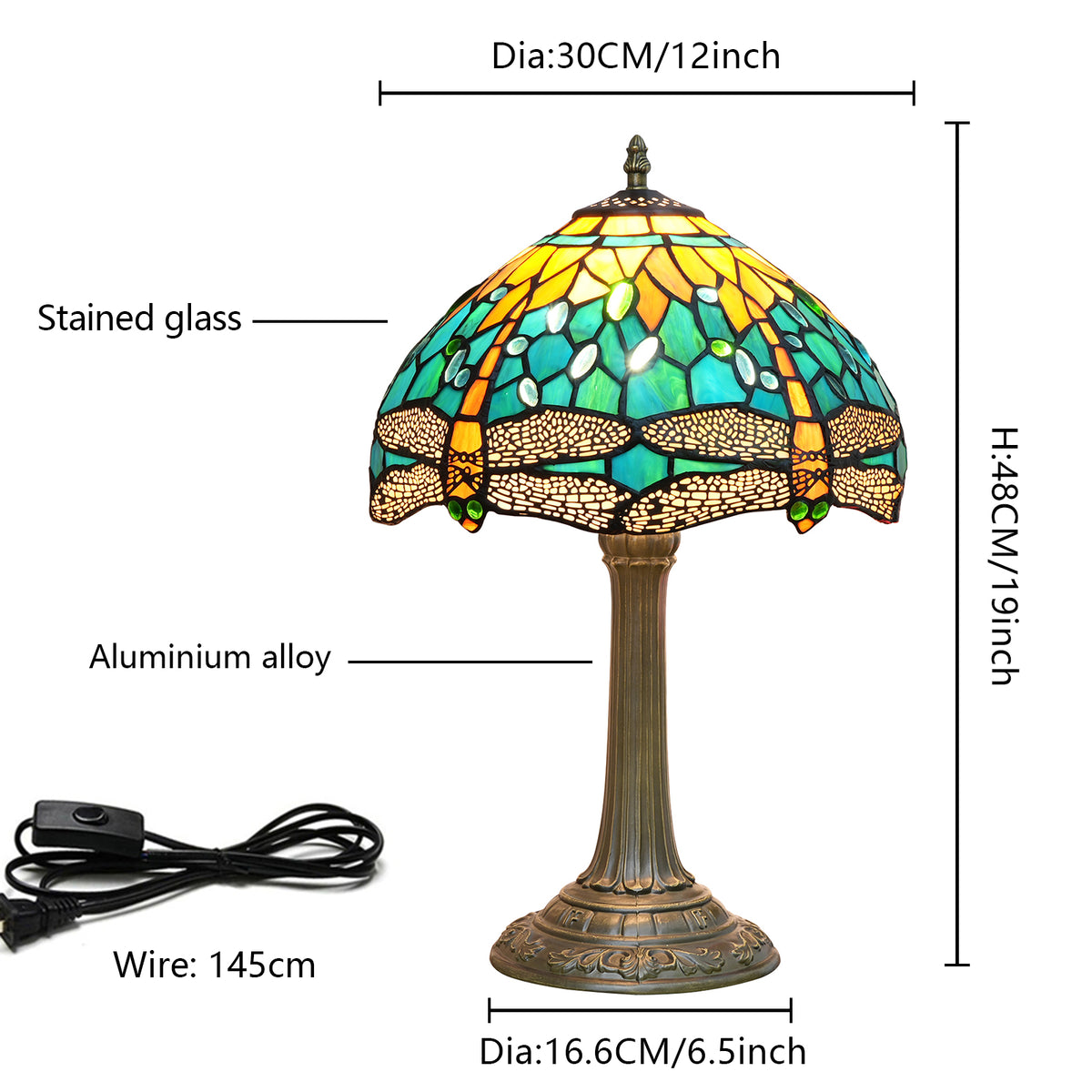 Lampe à Poser Art Nouveau en Verre Teinté Libellules