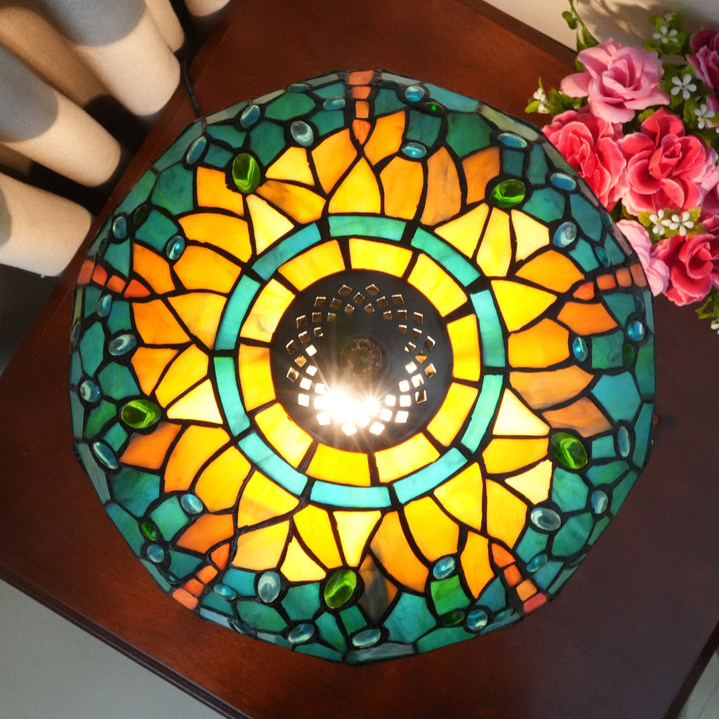 Lampe à Poser Art Nouveau en Verre Teinté Libellules