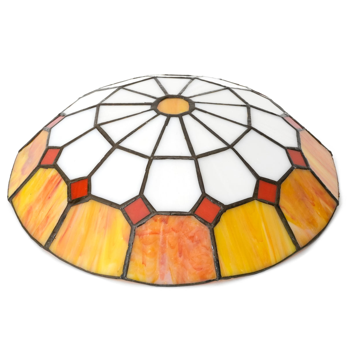 Abat-jour en Verre Teinté Style Tiffany Jaune et Rouge