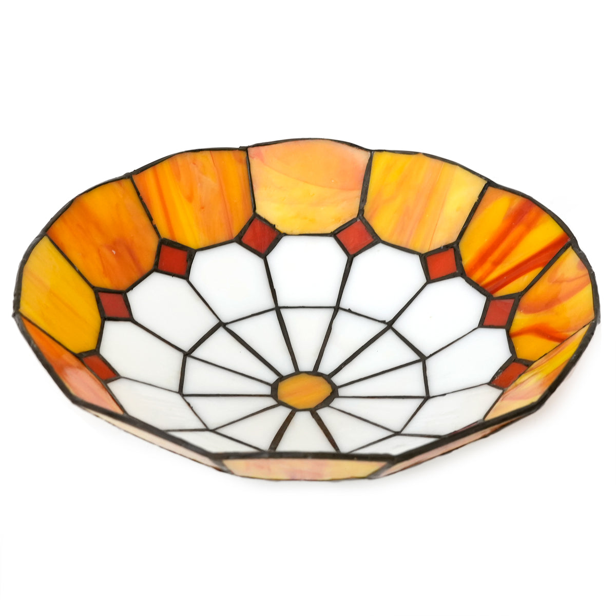 Abat-jour en Verre Teinté Style Tiffany Jaune et Rouge