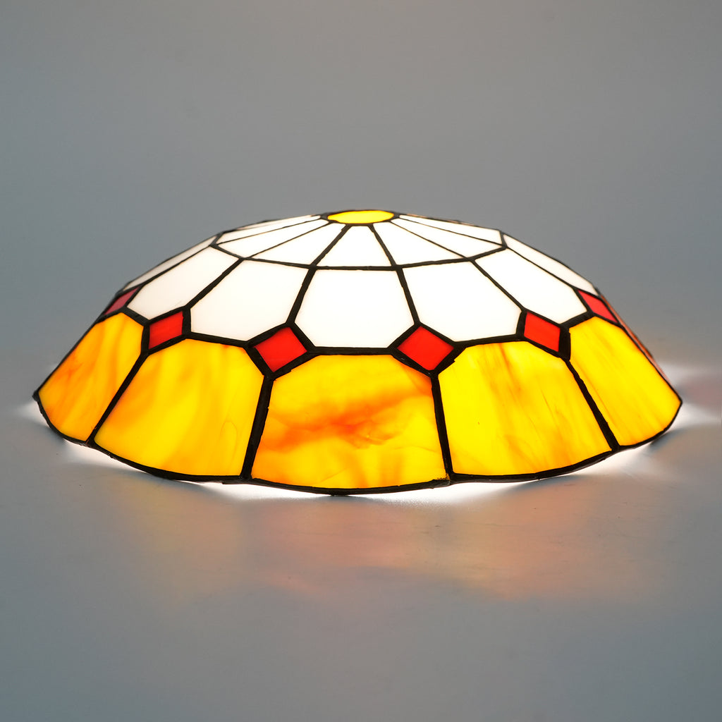 Abat-jour en Verre Teinté Style Tiffany Jaune et Rouge
