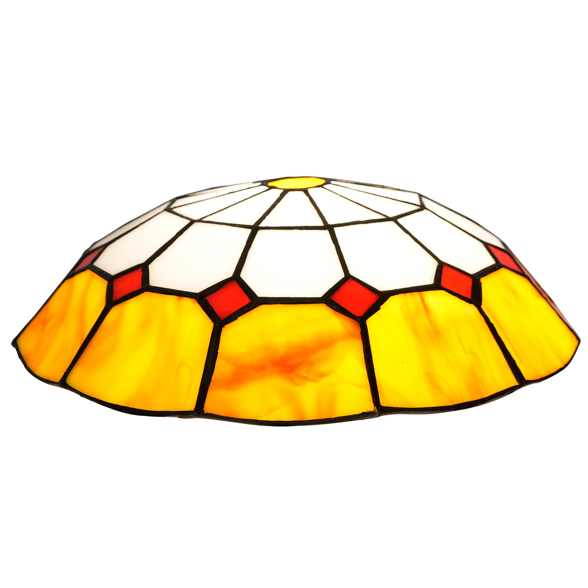 Abat-jour en Verre Teinté Style Tiffany Jaune et Rouge