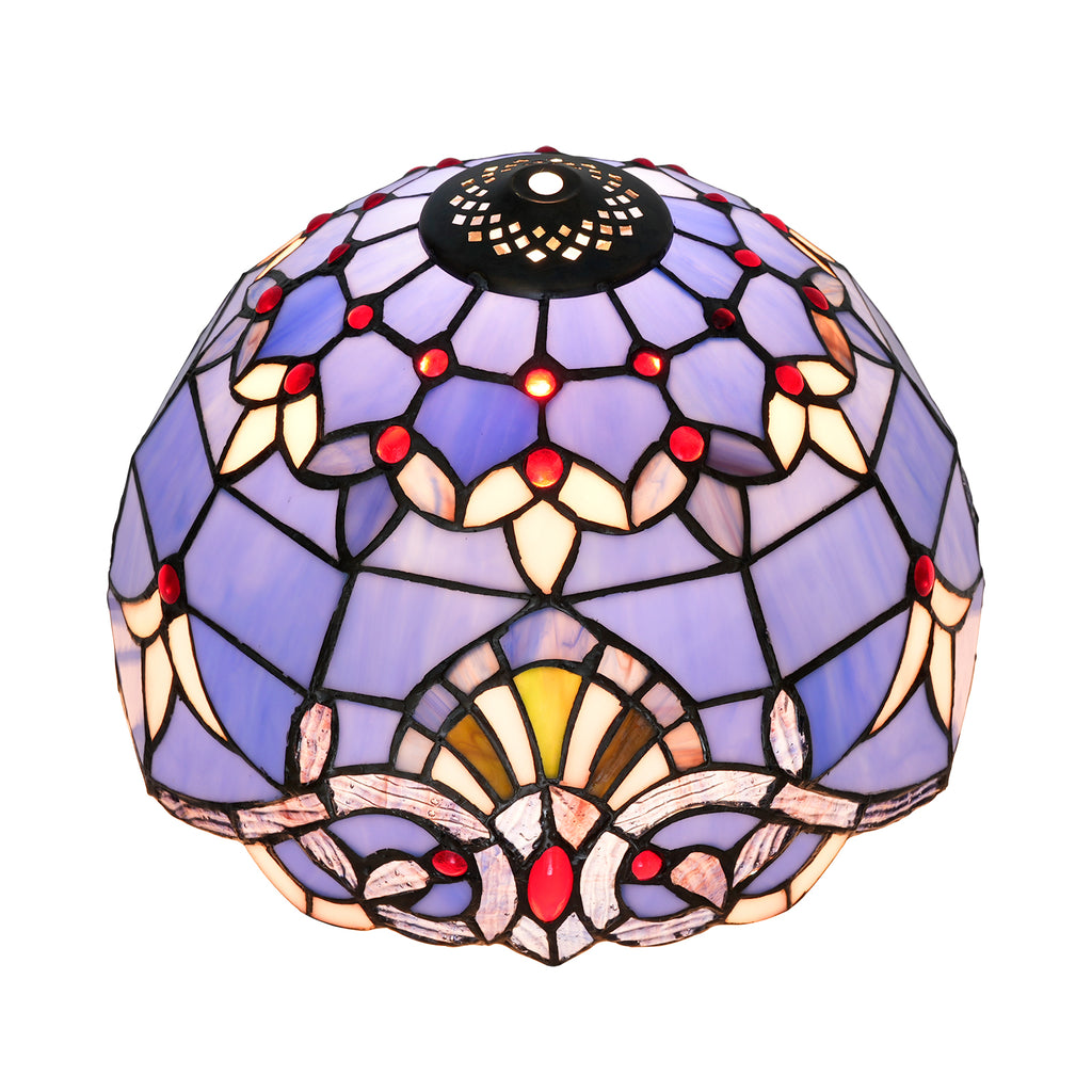 Abat-jour Style Tiffany en Verre Violet et Rouge