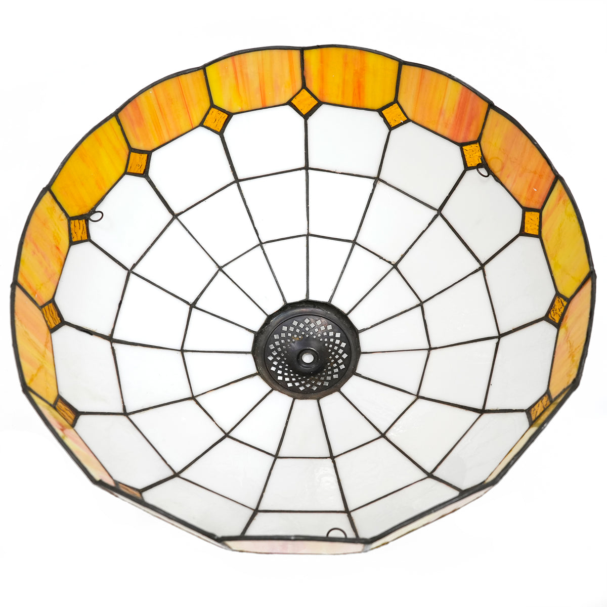Abat-jour en Verre Teinté Blanc et Jaune Orangé Art Déco