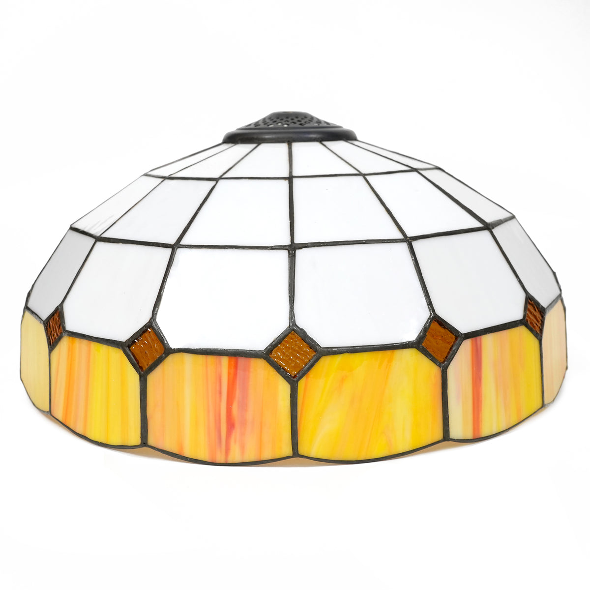 Abat-jour en Verre Teinté Blanc et Jaune Orangé Art Déco