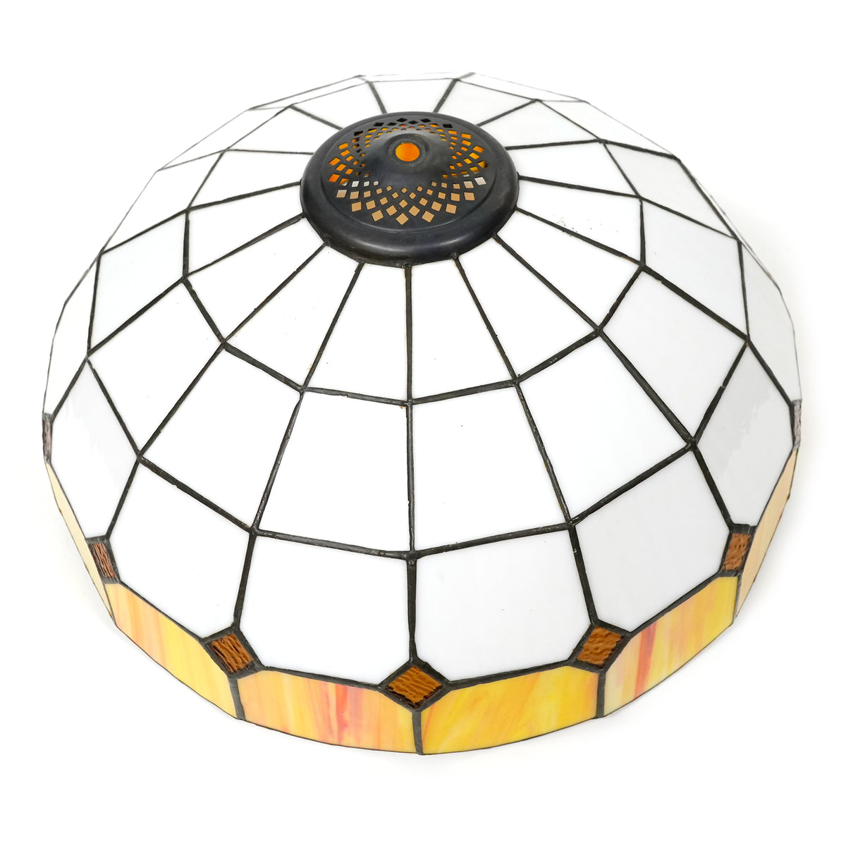 Abat-jour en Verre Teinté Blanc et Jaune Orangé Art Déco