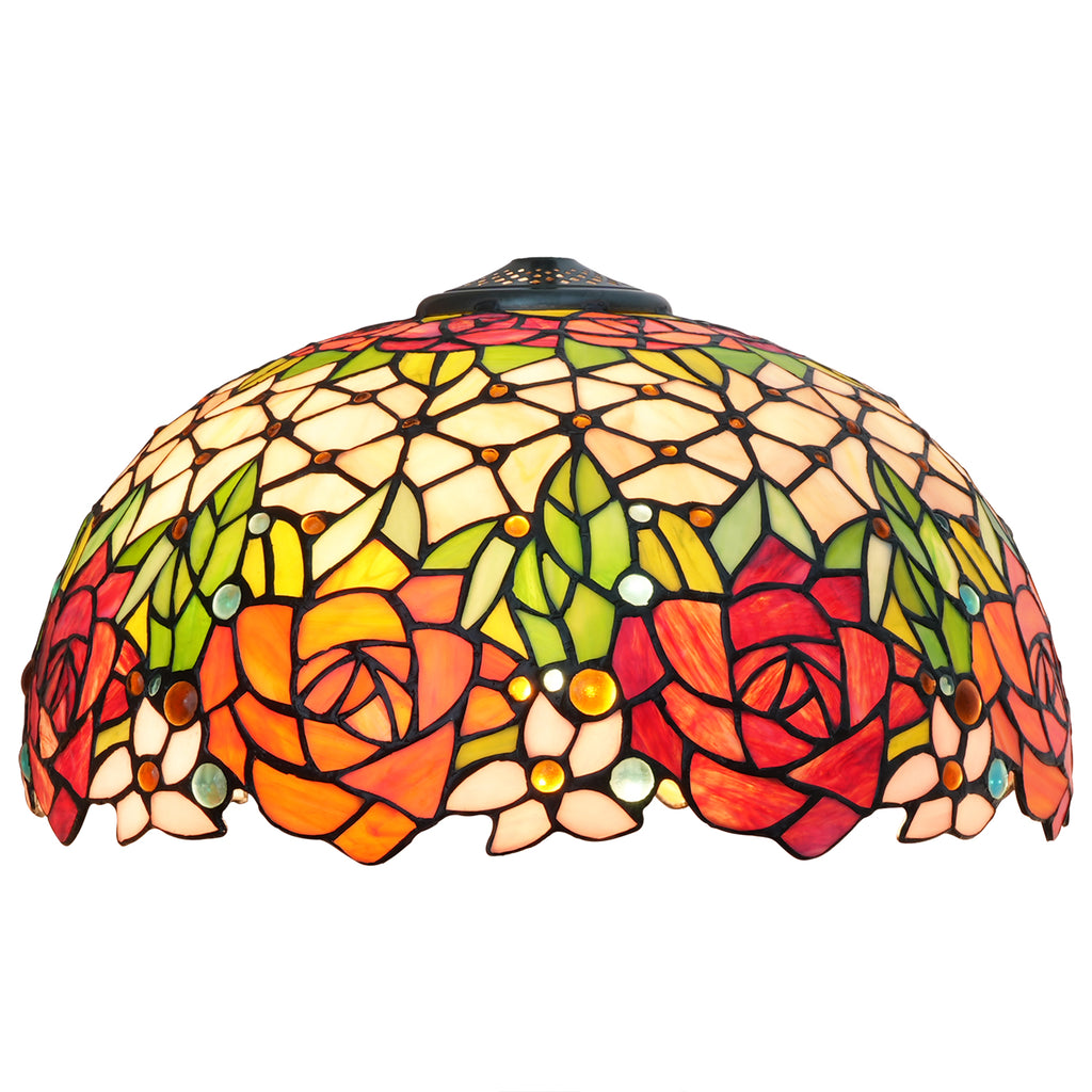 Abat-jour en Verre Teinté Style Tiffany Roses