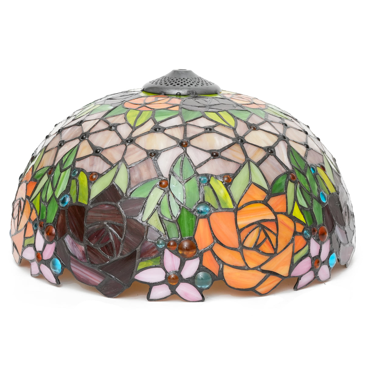 Abat-jour en Verre Teinté Style Tiffany Roses