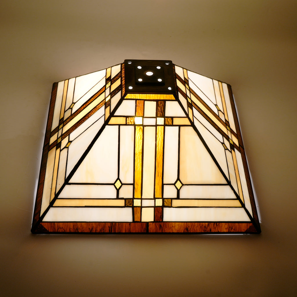 Abat-jour Pyramidal en Verre Teinté Style Tiffany