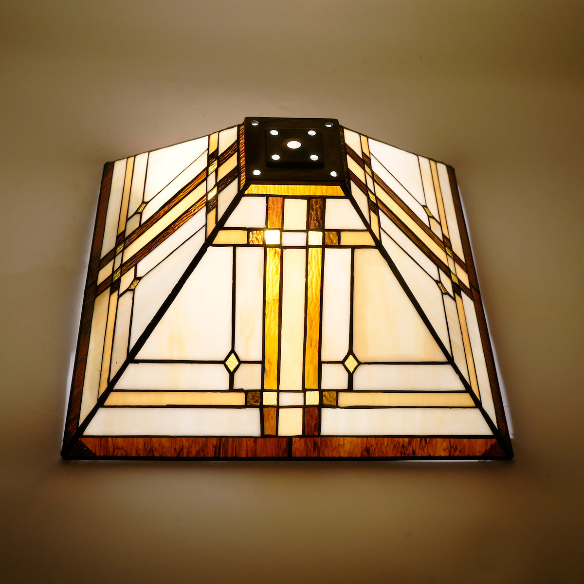 Abat-jour Pyramidal en Verre Teinté Style Tiffany