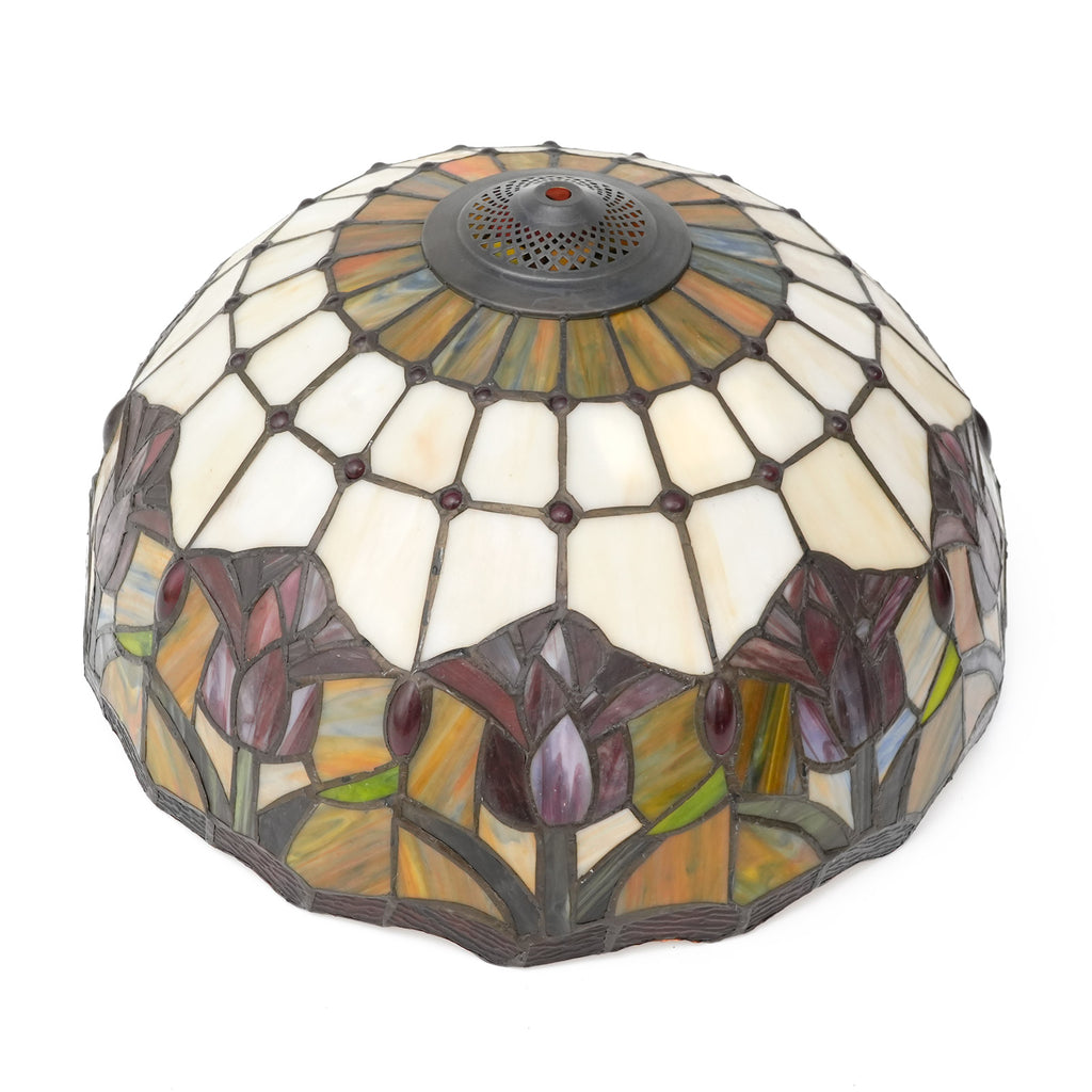 Abat-jour Tiffany en Verre Teinté à Motifs Tulipes Ambre