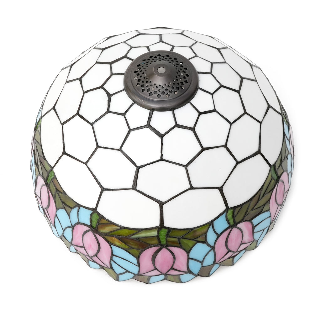 Abat-jour Dôme en Vitrail Floral Rose Style Tiffany