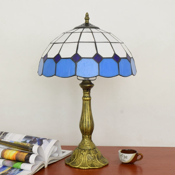 Lampe de Table Tiffany en Verre Teinté Bleu