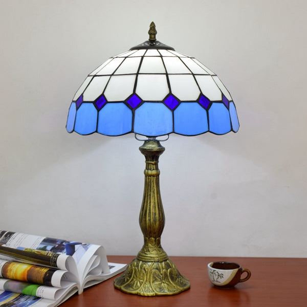 Lampe de Table Tiffany en Verre Teinté Bleu