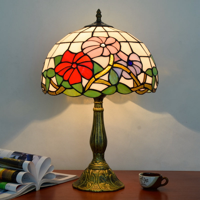 Lampe de Table Tiffany en Vitrail Floral