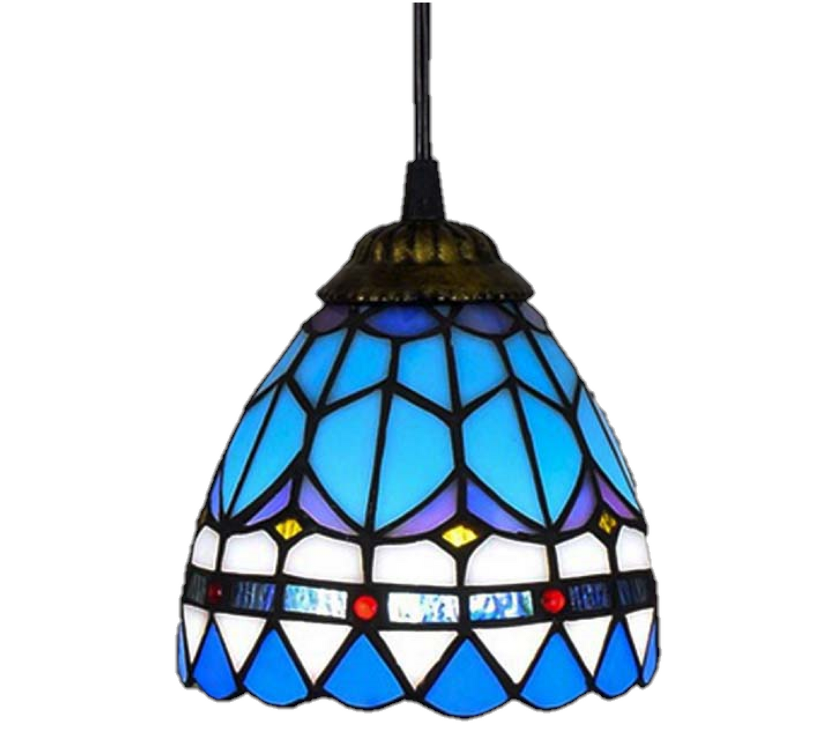 Suspension en Verre Teinté Tiffany Bleu