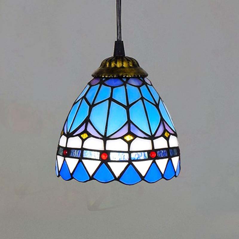 Suspension en Verre Teinté Tiffany Bleu
