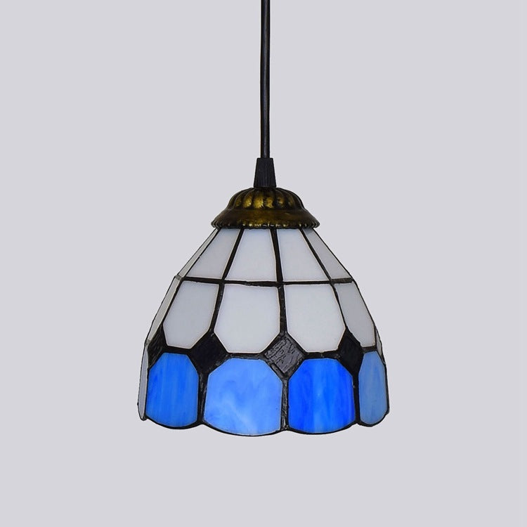 Suspension en Vitrail Bleu et Blanc Style Tiffany Image