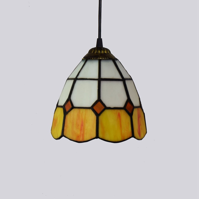 Suspension en Vitrail Tiffany Blanc Jaune Image
