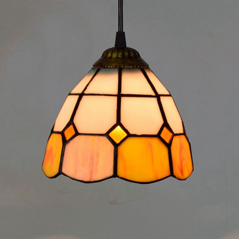 Suspension en Vitrail Tiffany Blanc Jaune