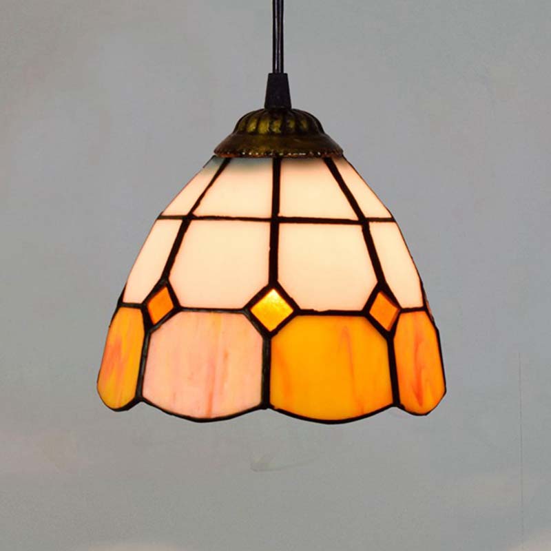 Suspension en Vitrail Tiffany Blanc Jaune