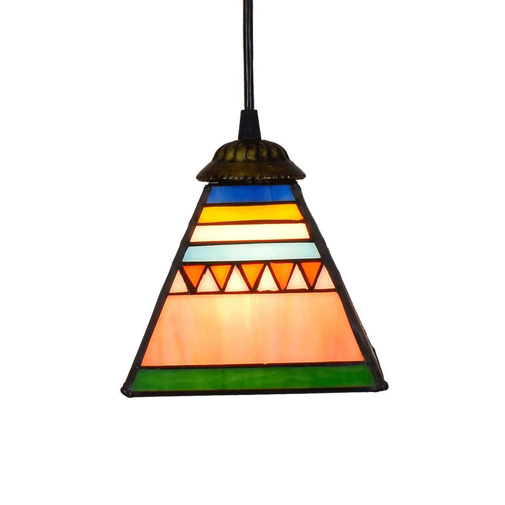 Suspension en Vitrail Géométrique Multicolore