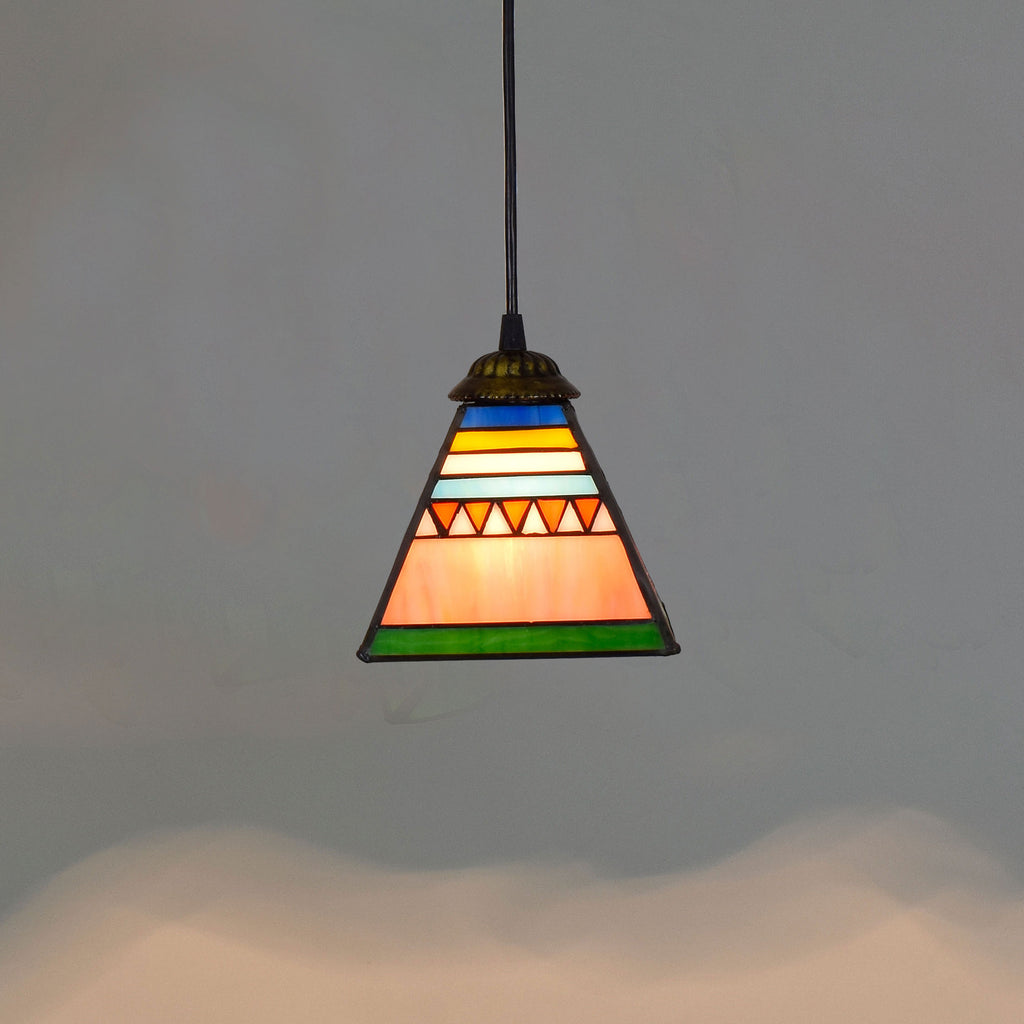 Suspension en Vitrail Géométrique Multicolore