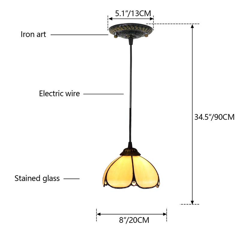 Suspension en Vitrail Crème à Bord Festonné
