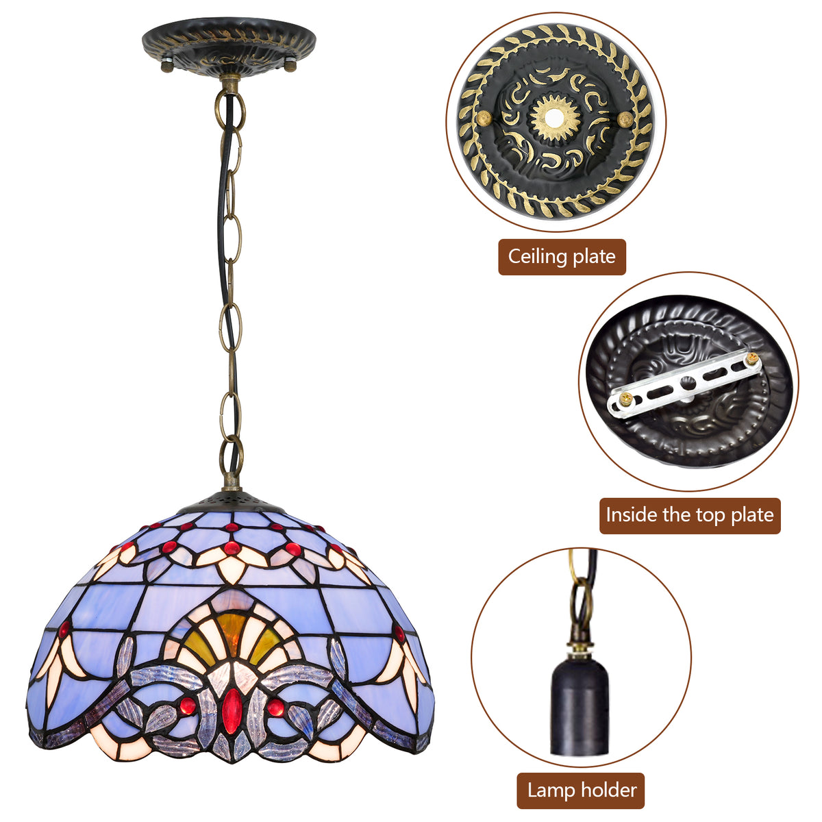 Suspension en Verre Teinté Tiffany Violet
