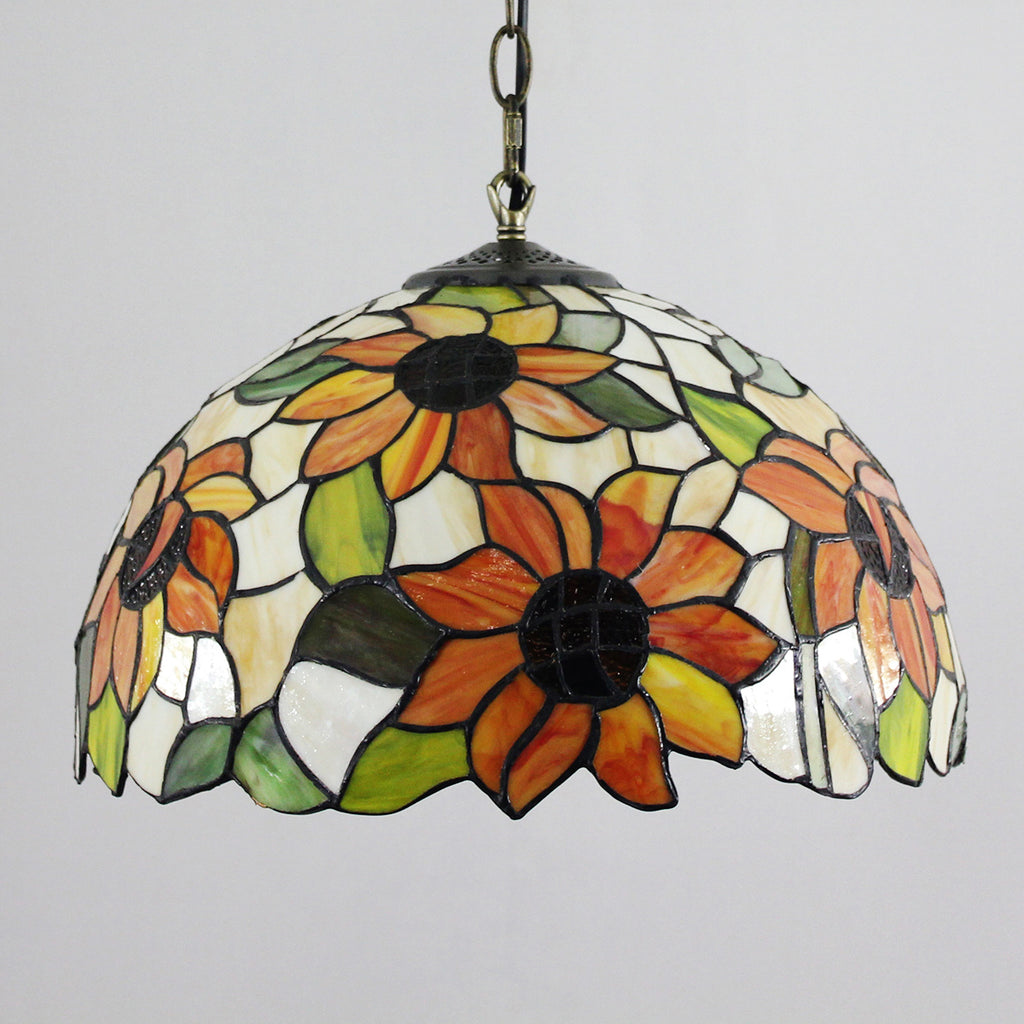 Suspension Tiffany en Verre Teinté aux Tournesols