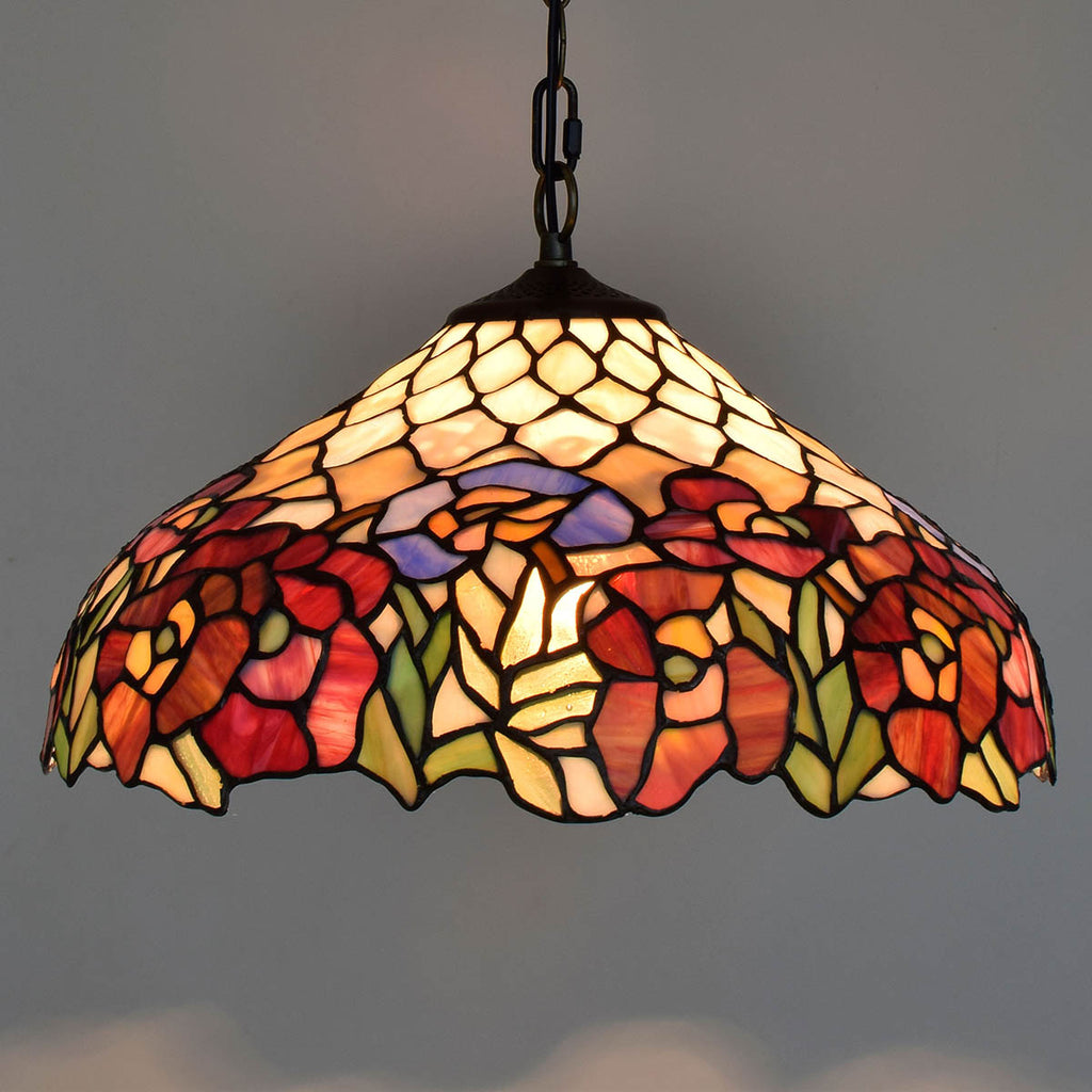 Suspension Tiffany Florale en Vitrail