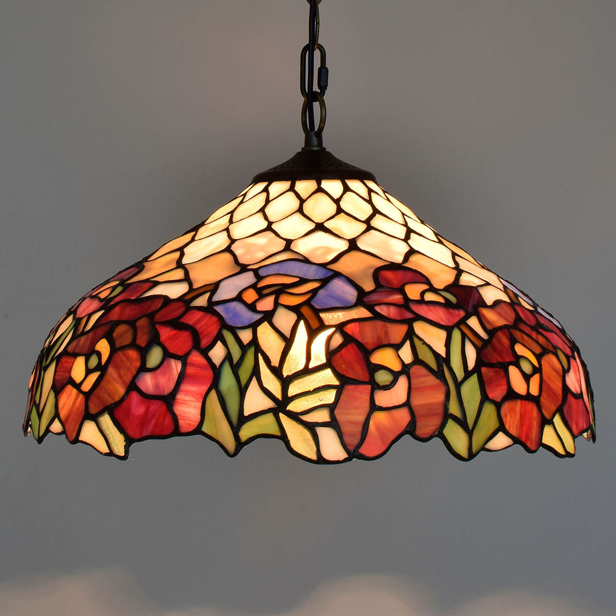 Suspension Tiffany Florale en Vitrail