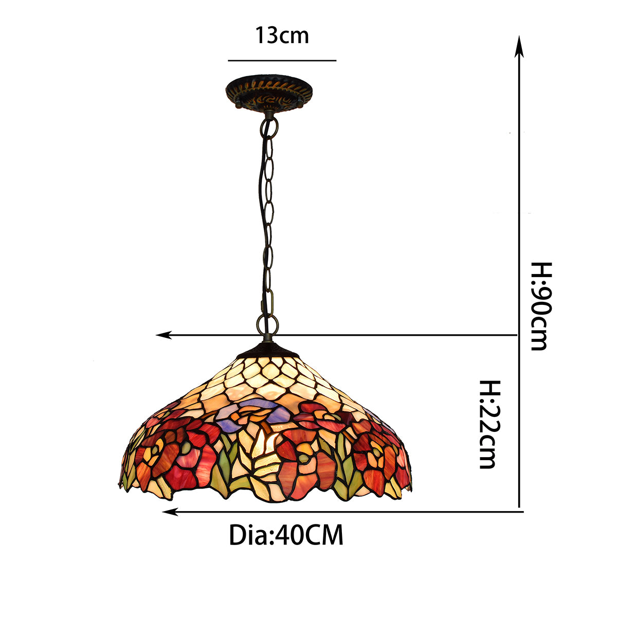 Suspension Tiffany Florale en Vitrail Image