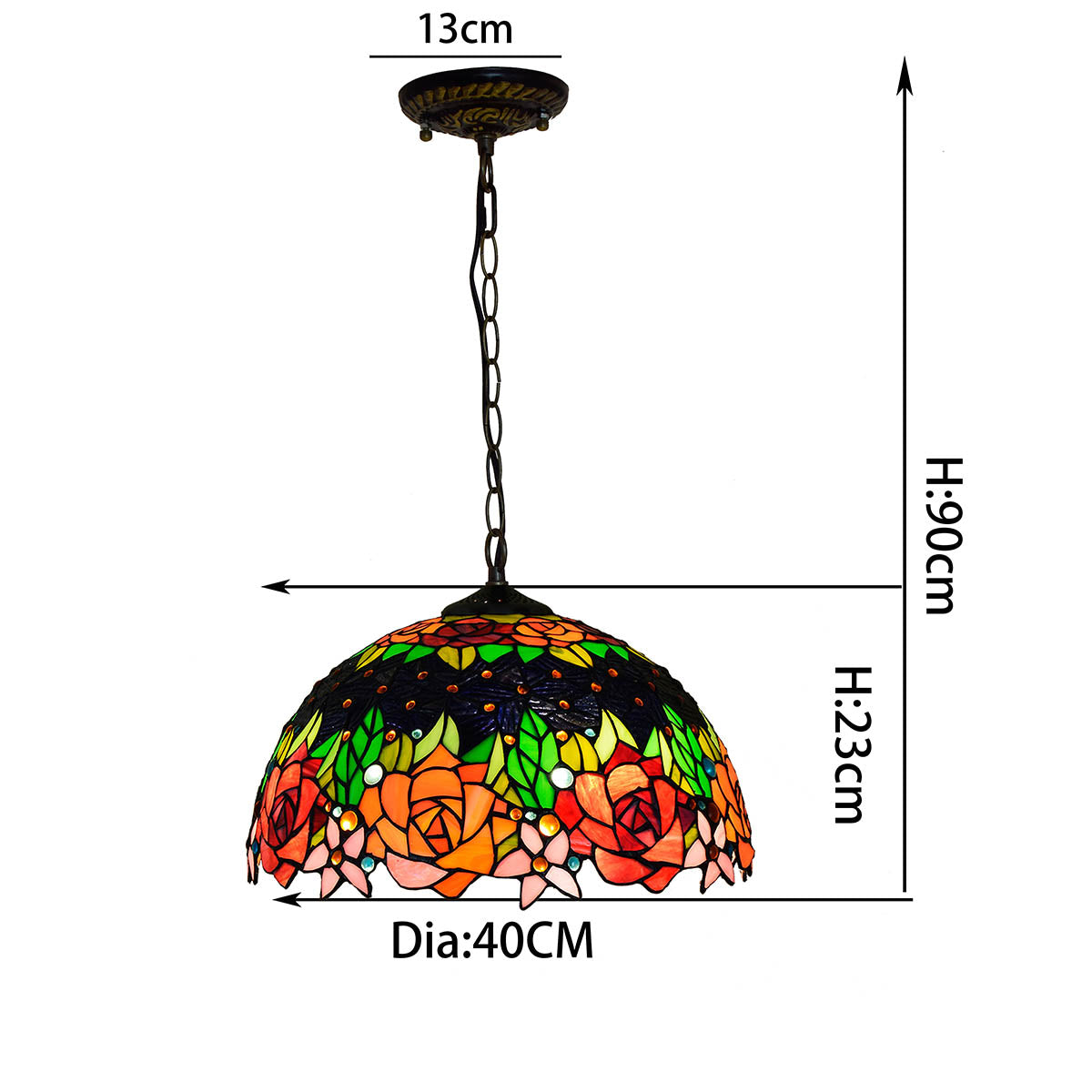 Suspension en Vitrail Rosier Multicolore