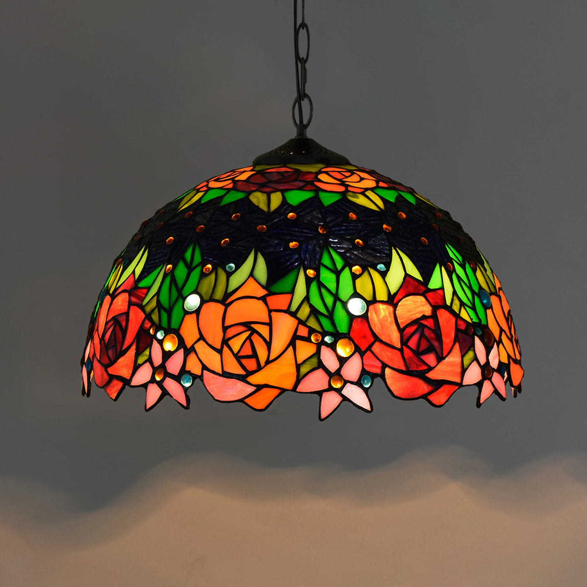 Suspension en Vitrail Rosier Multicolore