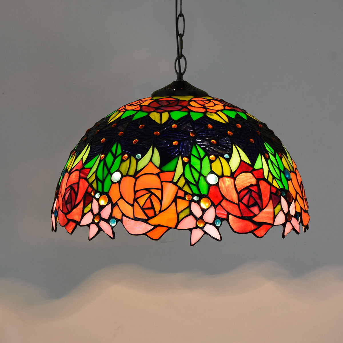 Suspension en Vitrail Rosier Multicolore