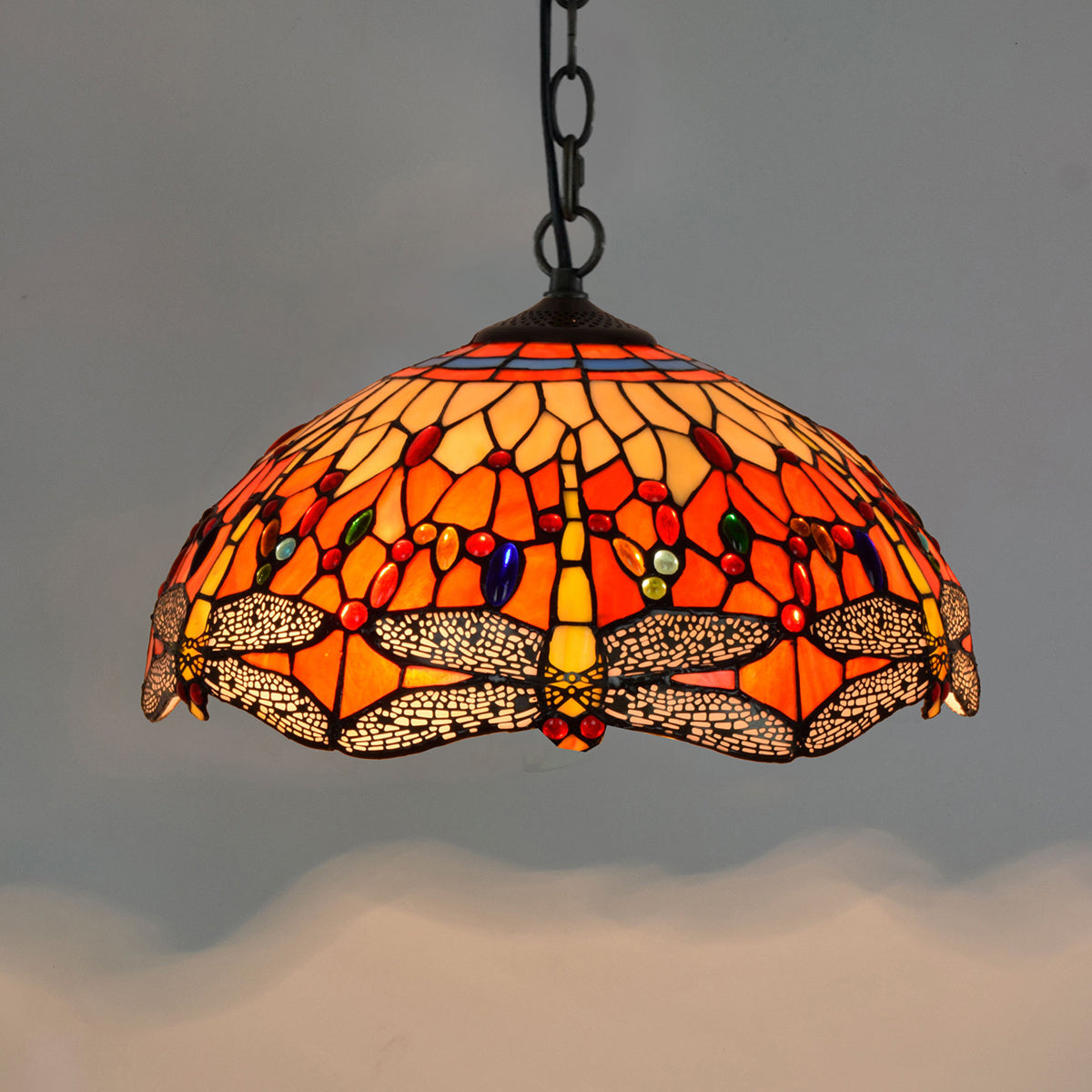 Suspension en Vitrail Tiffany Libellules Orange