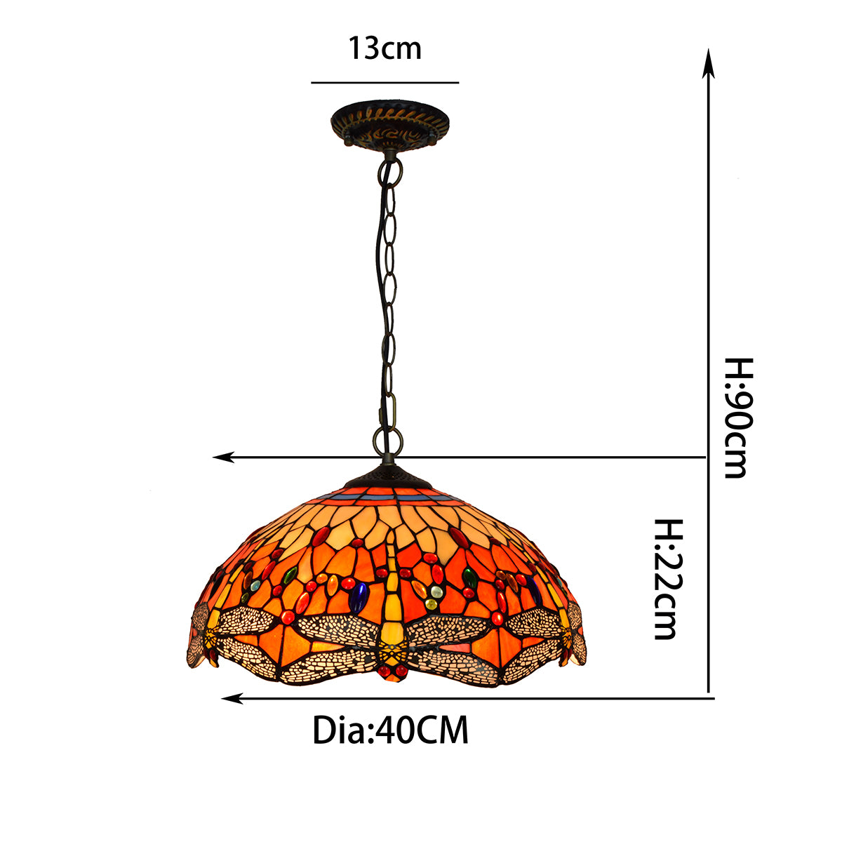 Suspension en Vitrail Tiffany Libellules Orange Image