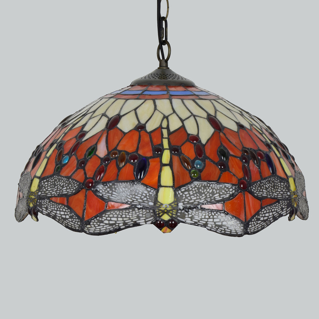 Suspension en Vitrail Tiffany Libellules Orange
