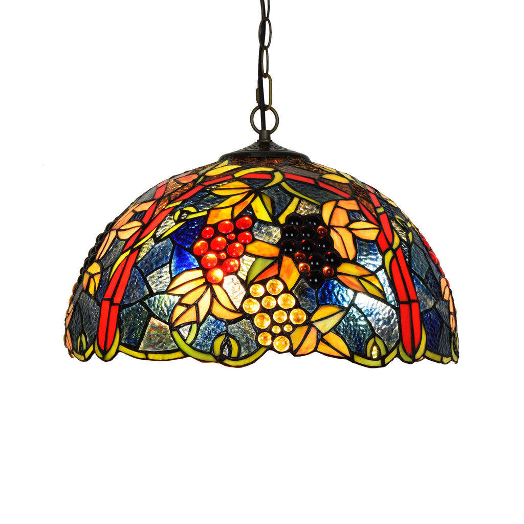 Suspension Luminaire en Vitrail Tiffany à Raisins