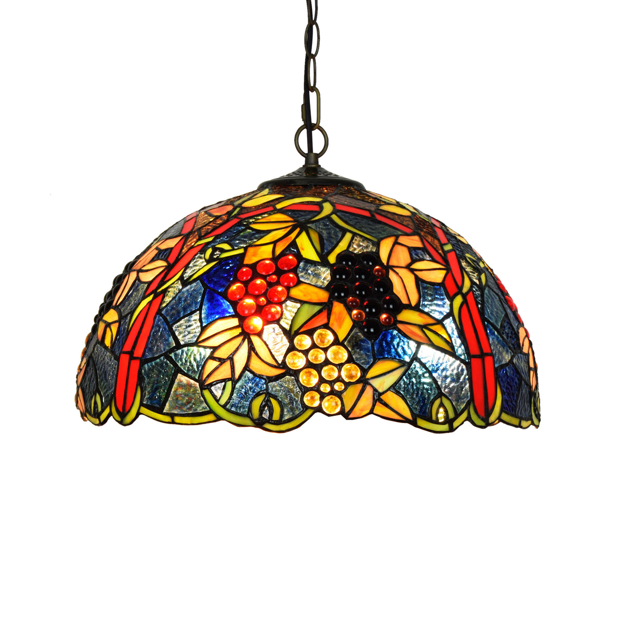 Suspension Luminaire en Vitrail Tiffany à Raisins