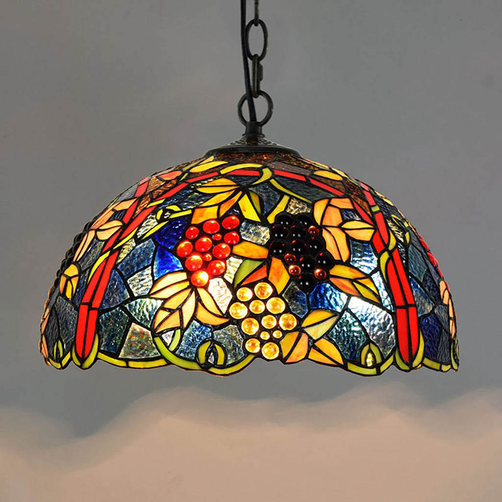 Suspension Luminaire en Vitrail Tiffany à Raisins
