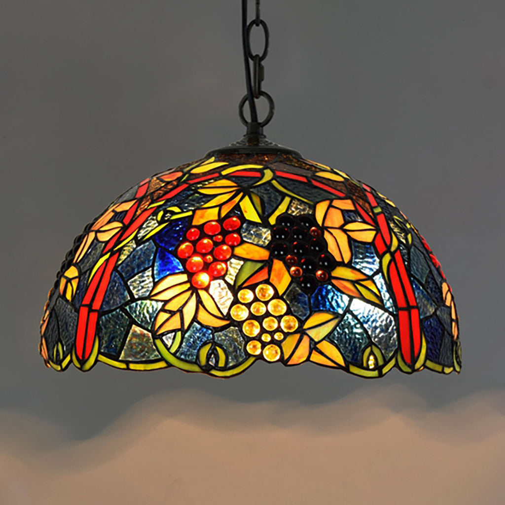 Suspension Luminaire en Vitrail Tiffany à Raisins