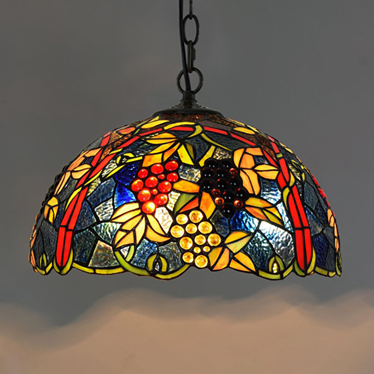Suspension Luminaire en Vitrail Tiffany à Raisins