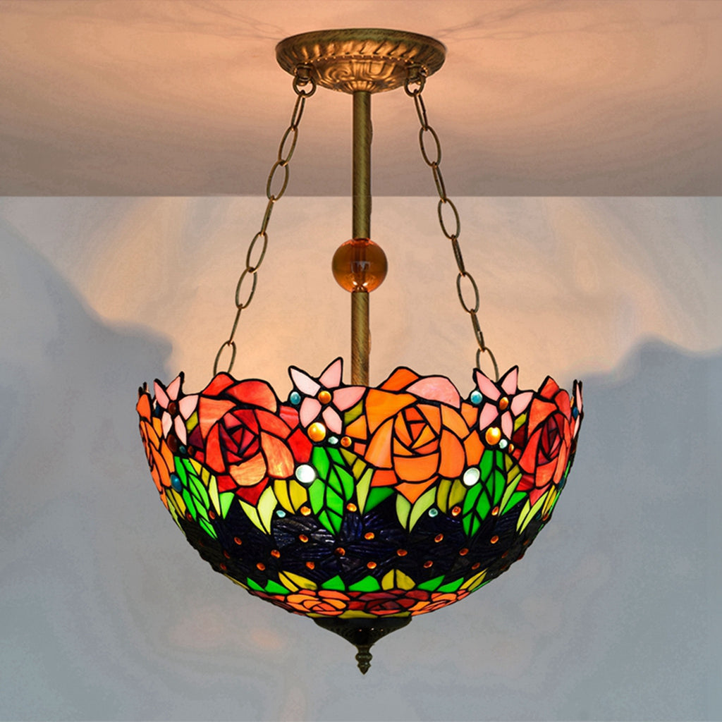 Lustre Tiffany en Verre Teinté Violet 40cm