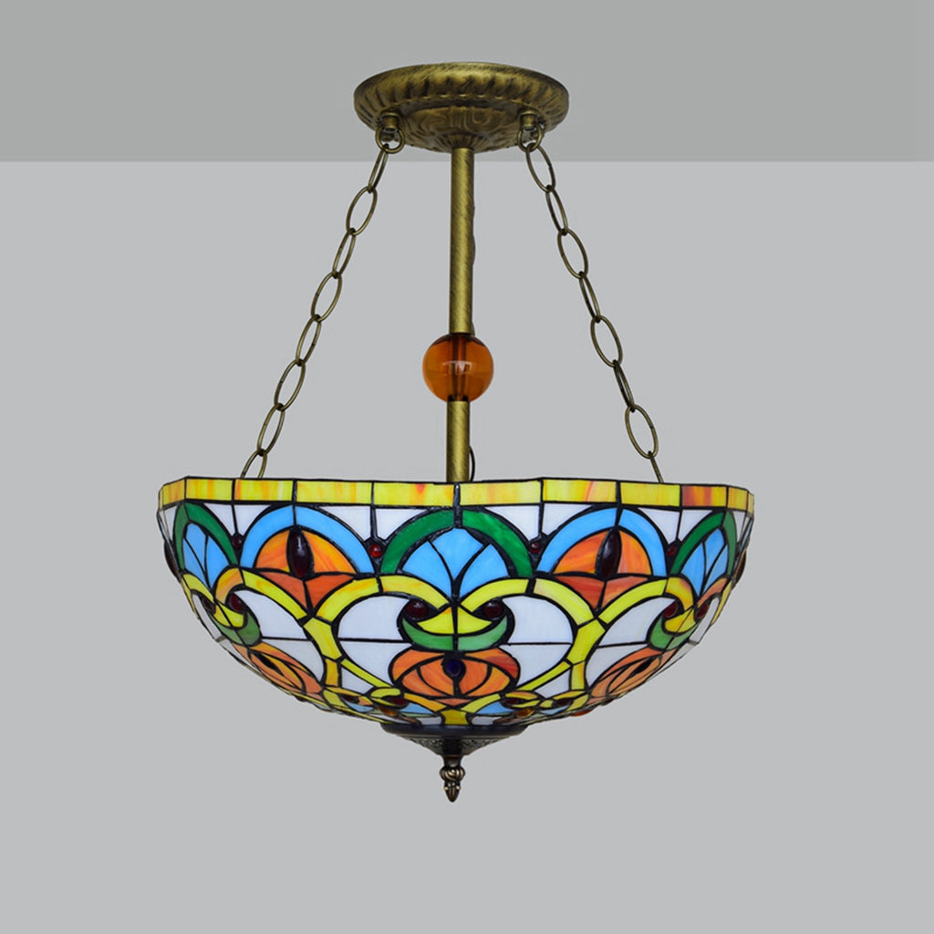 Lustre en Verre Teinté Style Tiffany Multicolore