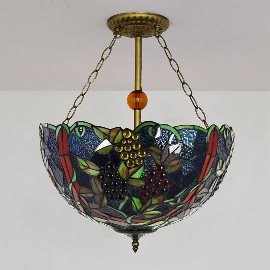 Suspension en Vitrail Style Tiffany aux Raisins
