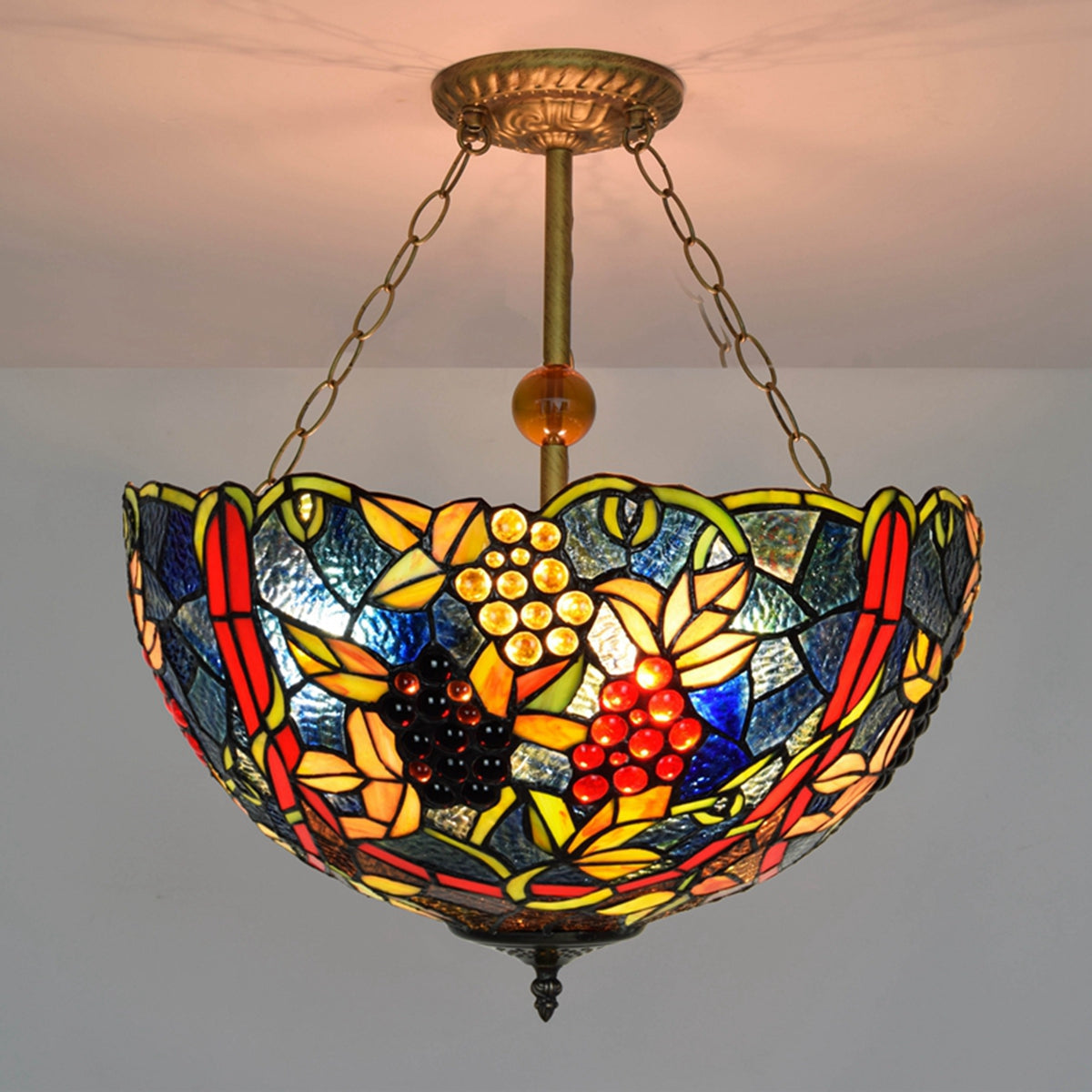 Suspension en Vitrail Style Tiffany aux Raisins