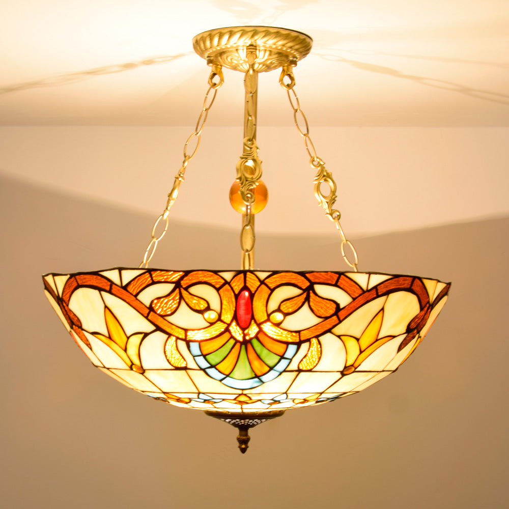 Suspension Luminaire à Abat-Jour Festonné 3 Ampoules