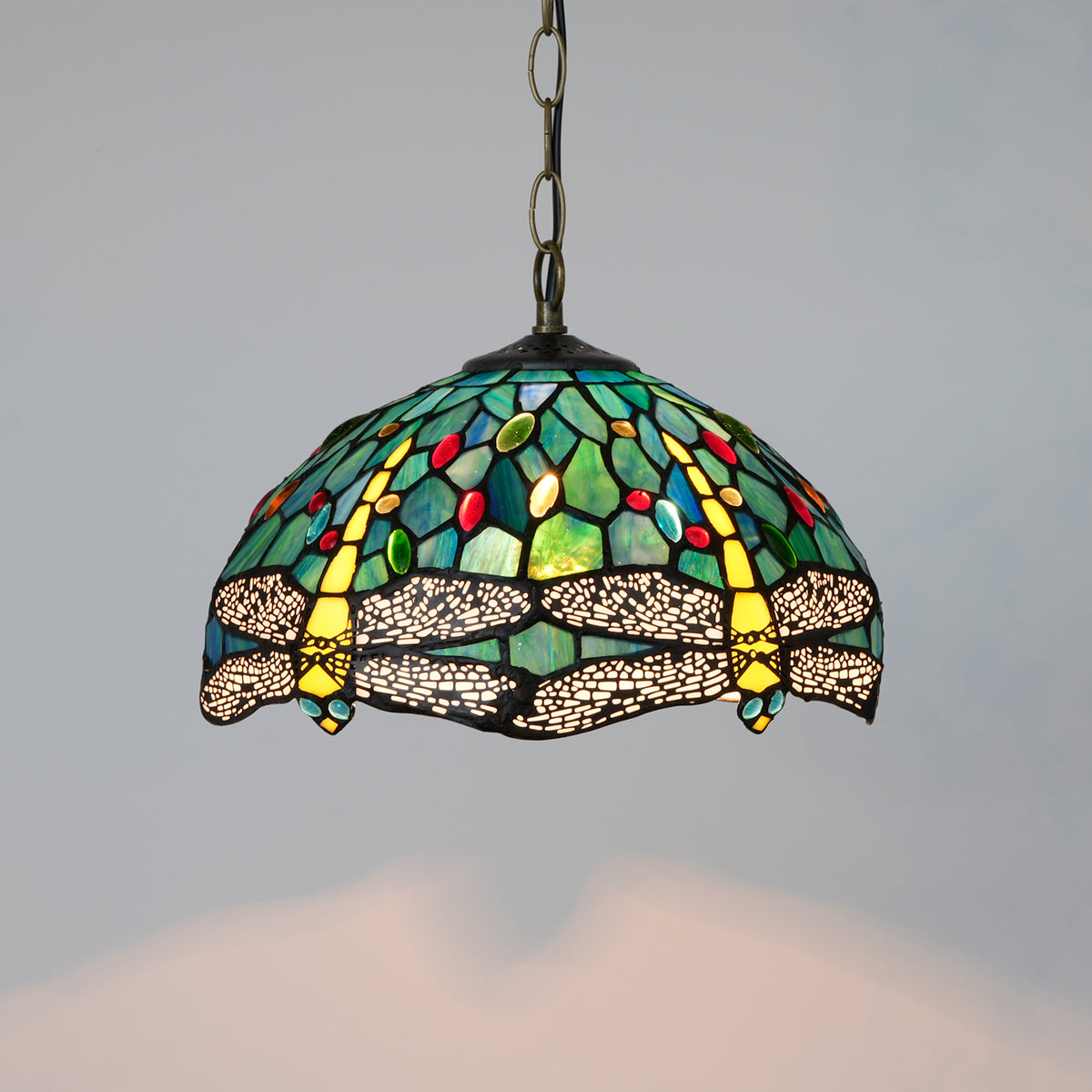 Suspension en Verre Teinté Tiffany à Libellules